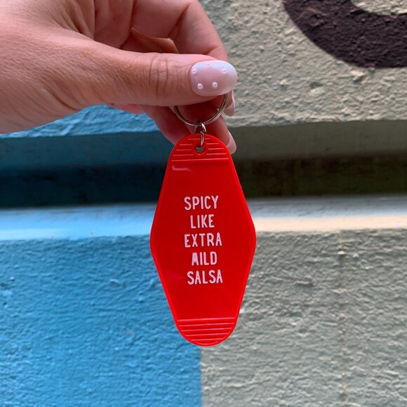 Spicy Like Extra Mild Salsa Motel Style Keychain in Red - Picture 5 of 5
